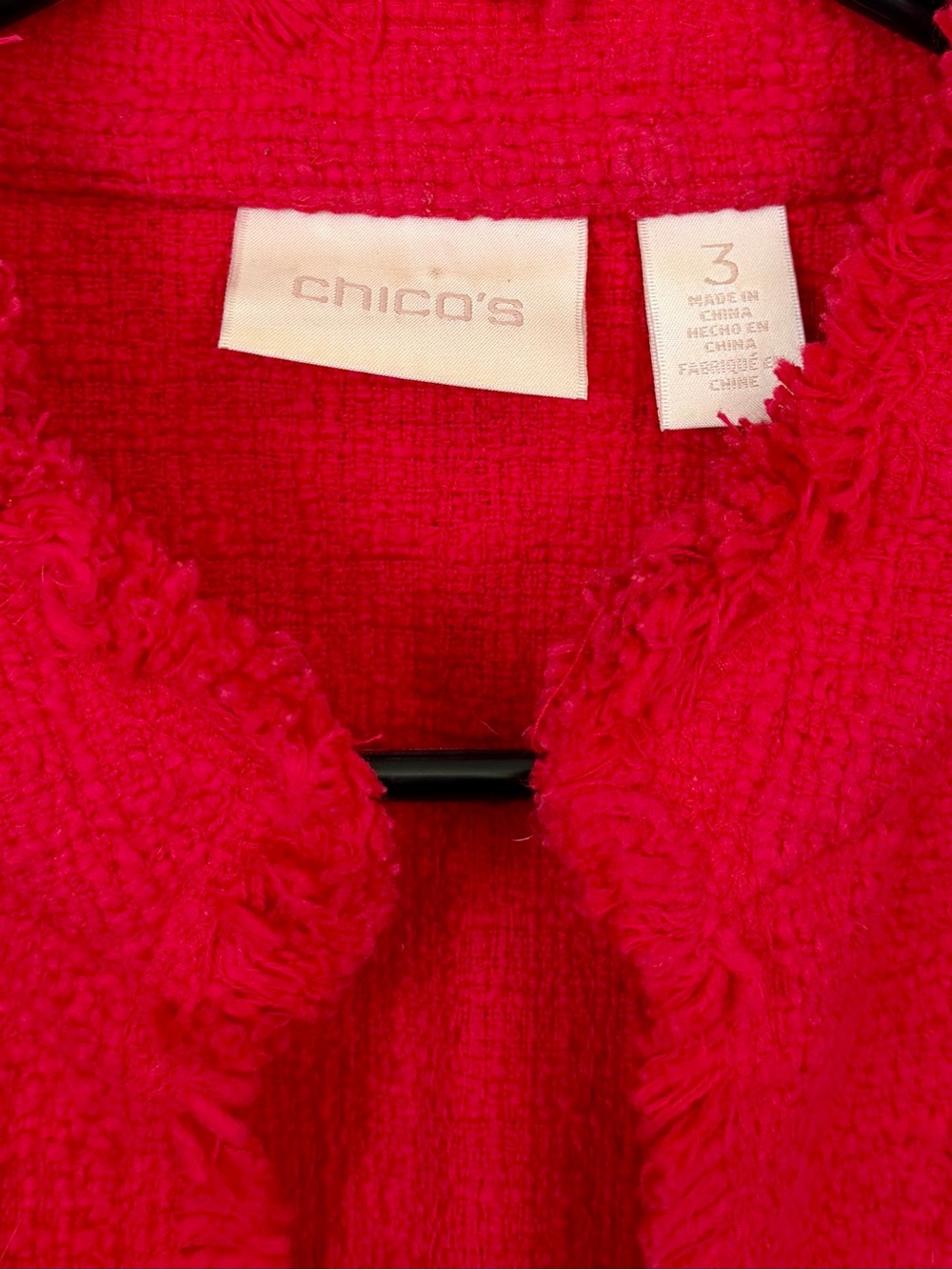 Chico's Red Tweed Textured Open Jacket - Size: XL(3) - Picture 2 of 7